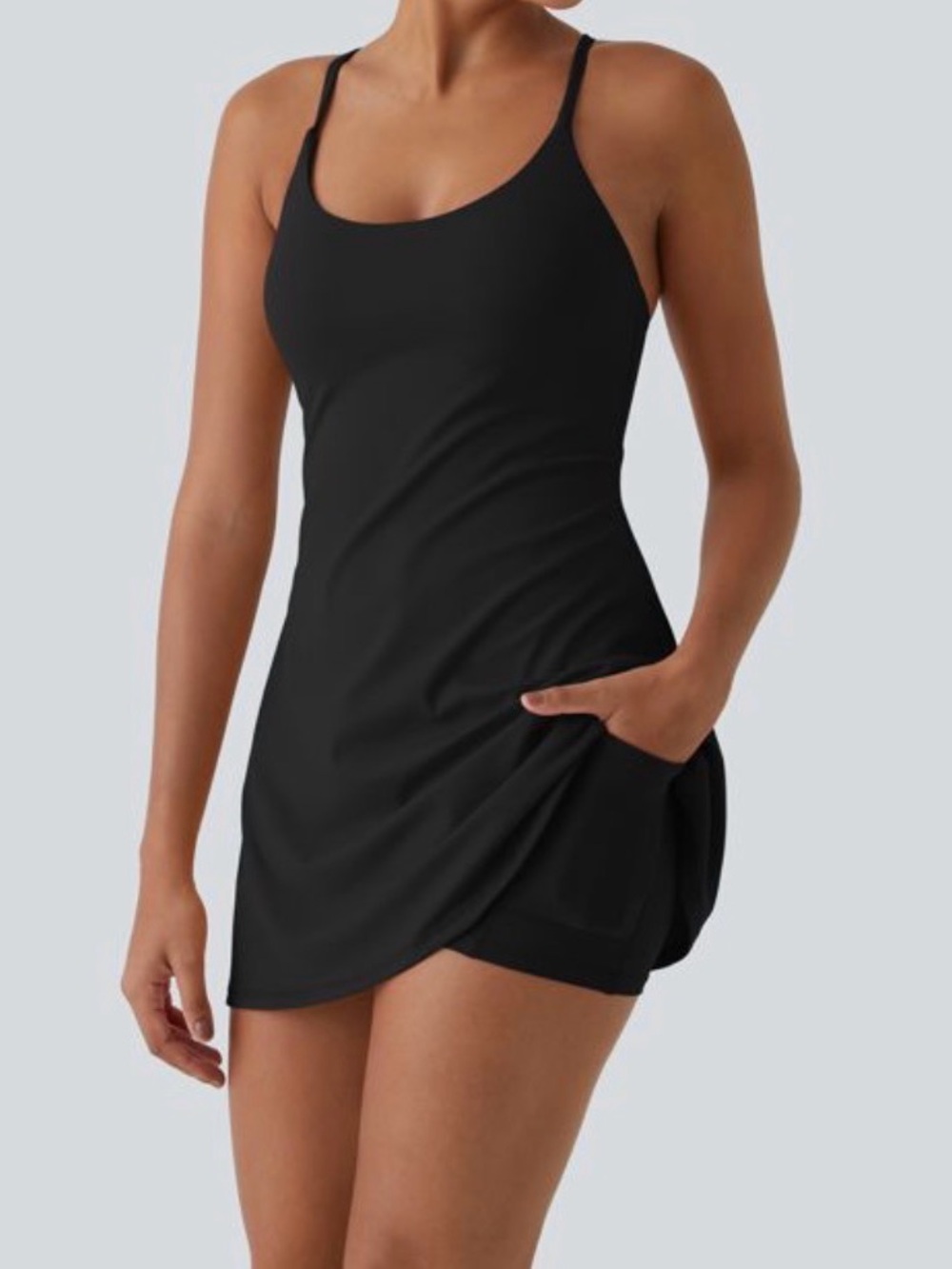 HALARA Black Exercise Mini Dress Corset Spaghetti Straps Small